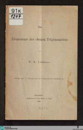 Das Elementare der ebenen Geometrie