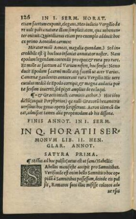 In Q. Horatii Sermonum Lib. II. Hen. Glar. Annot.
