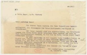 Brief an Fritz Meyer : 26.07.1918