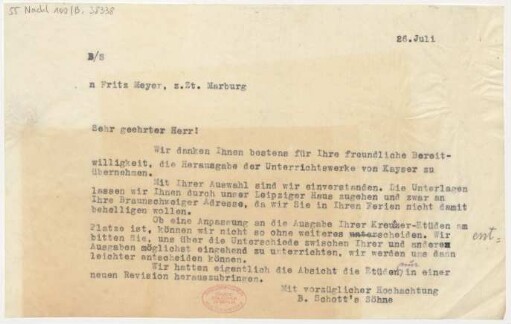 Brief an Fritz Meyer : 26.07.1918