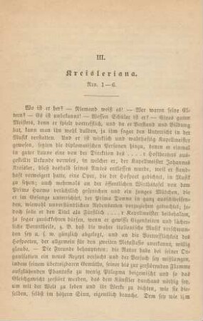 III. Kreisleriana Nro. 1-6