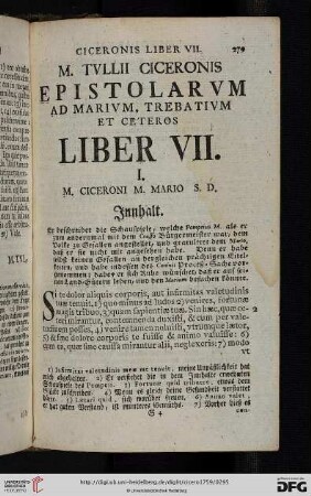 Liber VII: Ad Marivm, Trebativm et ceteros