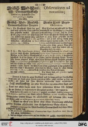 Observationes ad notamina : Grafen Carls Gegen-Observation