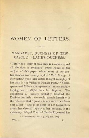 Women of Letters : In Two Volumes, 1