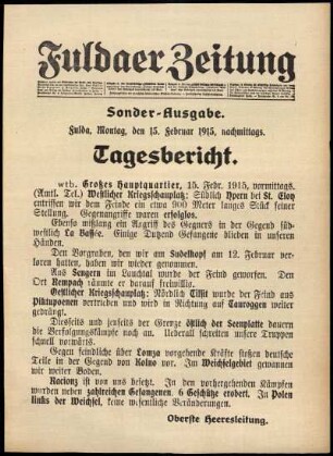 Ausgabe vom Montag, den 15. Februar 1915.