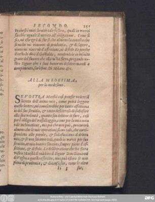 Alla Medesima, per lo medesimo.