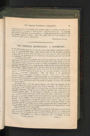 The Imperial Secretariat: A Suggestion.