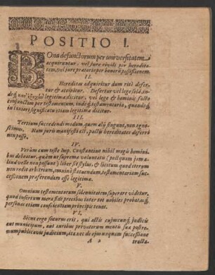 Positio I. - XXXIII.