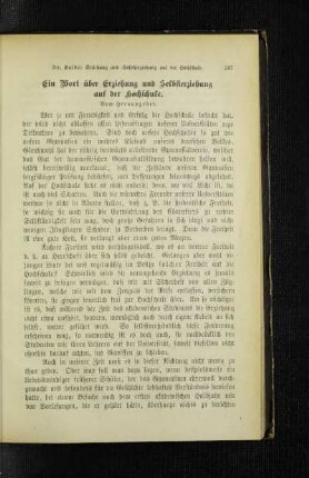 ¬Ein¬ Wort über Erziehung und Selbsterziehung auf der Hochschule