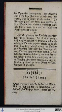 Lehrsätze aus der Finanz.