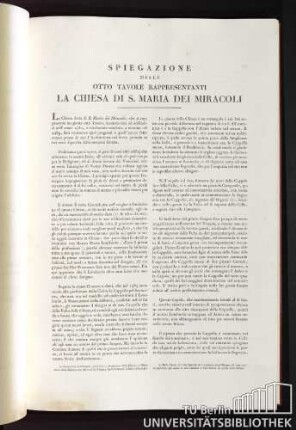 Spiegazione delle otto Tavole rappresentanti la Chiesa di S. Maria dei Miracoli