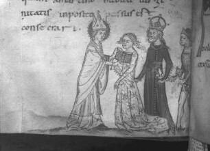 Vita Sancti Martini — Die genesene Tochter des Arborius spricht ihren Wunsch aus Nonne zu werden., Folio 37 verso