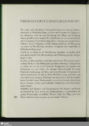 Überliefertes Und Gegenwart
