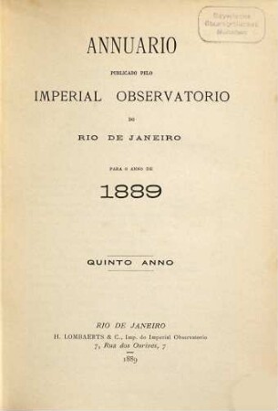 Annuario, 5. 1889