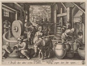 Oleum Olivarum (Die Gewinnung von Olivenöl), Blatt 12 der Folge "Nova Reperta"