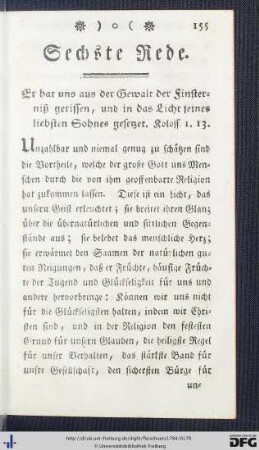 Sechste Rede.