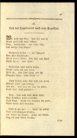 16. Lied des Tagelöhners nach einer Krankheit