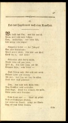 16. Lied des Tagelöhners nach einer Krankheit