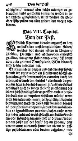Das VIII. Capitel. Von der Pest.