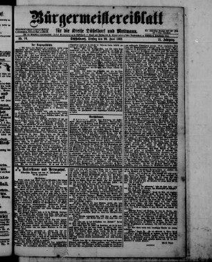 Bürgermeistereiblatt für die Kreise Düsseldorf und Mettmann. 1862-1871