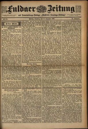 Erste Ausgabe vom Samstag, den 10. Dezember 1898.