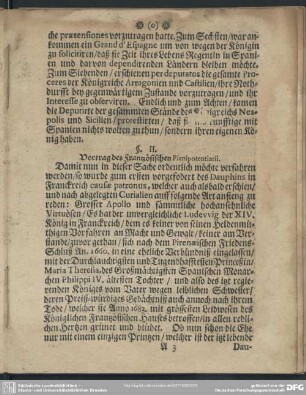 §. II. Vortrag des Frantzösischen Plenipotentiarii