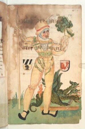 Schembartläufer mit Wappen und Hölle: Dreiköpfiger Drache, 1511