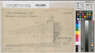 Wocklum (Balve) Schloß Gartenmauer am Beckumer Weg 1924 1 : 20 27 x 44 Bleistiftzeichnung Franz Schneider Landsberg-Velen Nr. 780