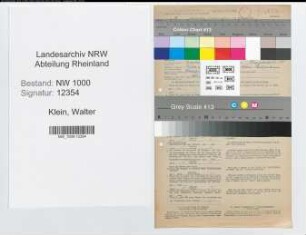 Entnazifizierung Walter Klein, geb. 01.09.1912 (Techn.kaufmann)