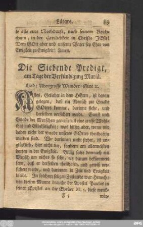 Die Siebende Predigt, am Tage Verkündigung Mariä.