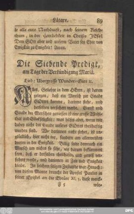 Die Siebende Predigt, am Tage Verkündigung Mariä.