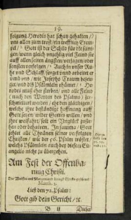 Am Fest der Offenbarung Christi.