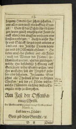Am Fest der Offenbarung Christi.