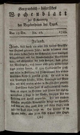 No. 16. Den 15. Dec. 1798.