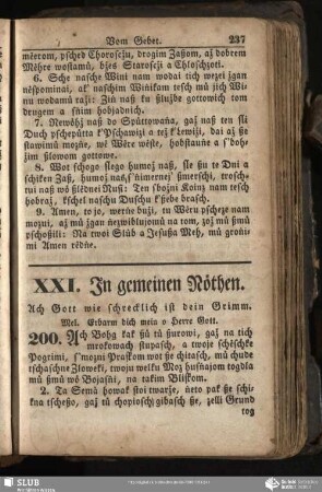 XXI. In gemeinen Nöthen