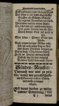 Sünden-Register, darnach wir uns zu prüfen