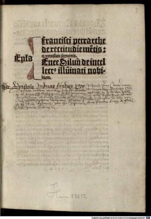 Ep[isto]la Francisci petrarche de rectitudi[n]e me[n]tis: et venustate sermonis