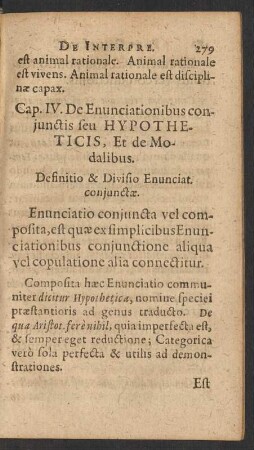 Cap. IV. De Enunciationibus conjunctis seu Hypotheticis, Et de Modalibus.