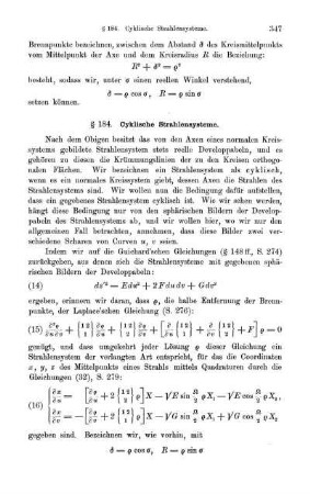 § 184. Cyklische Strahlensysteme.