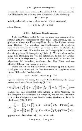 § 184. Cyklische Strahlensysteme.