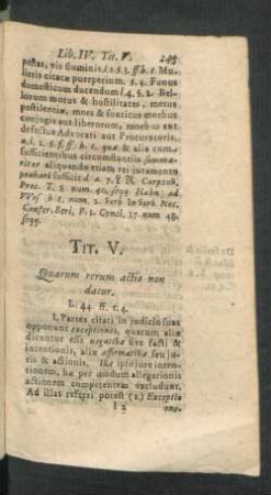 Tit. V. Quarum rerum actio non datur