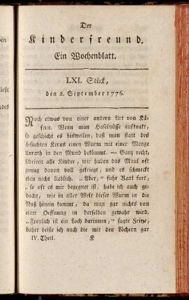 LXI. Stück, den 2. September 1776
