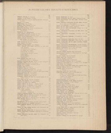 Alphabetisches Inhalts-Verzeichnis.