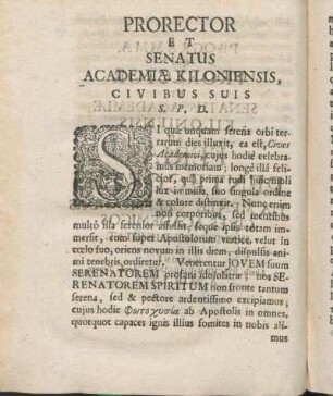 Prorector Et Senatus Academiæ Kiloniensis, Civibus Suis S. P. D.