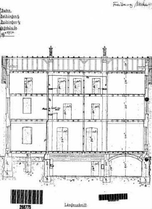 Freiberg (Neckar): Empfangsgebäude Längenschnitt