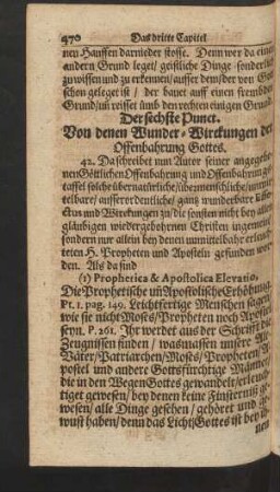 Der sechste Punct. Von denen Wunder-Wirckungen der Offenbahrung Gottes.