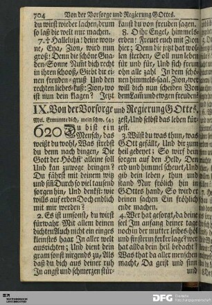 Von der Vorsorge und Regierung Gottes.