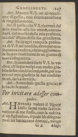 Per invitare ad esser compadre.