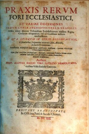 Praxis Rerum Fori Ecclesiastici
