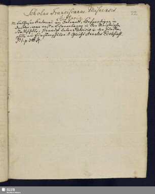Scholae Franciscanae Misnensis Historia.
